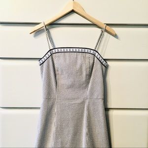 Pin Striped Seersucker Knee Length Sun Dress